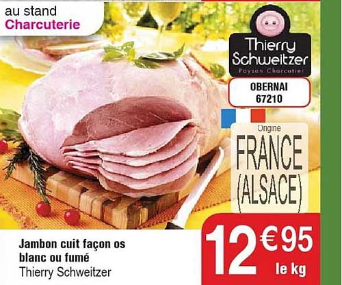 jambon cuit façon os blanc ou fumé
