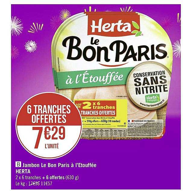 Jambon Le Bon Paris à L'étouffée Herta