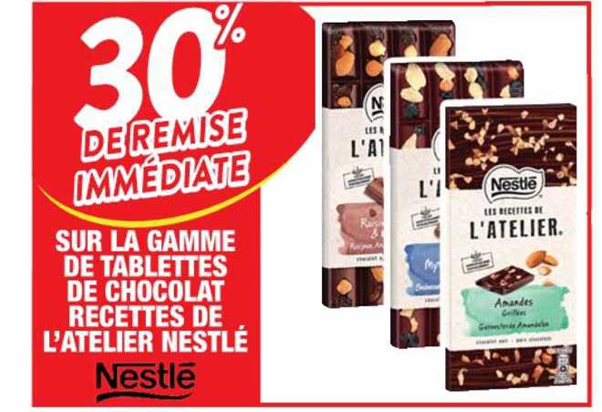 la gamme de tablettes de chocolat recettes de l'atelier nestlé