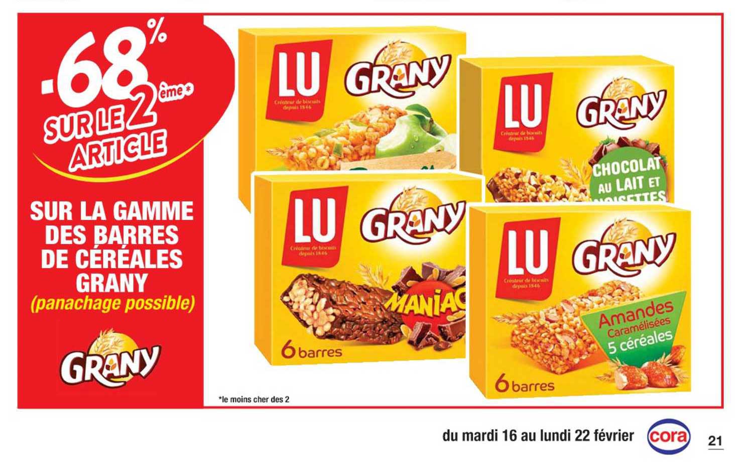 la gamme des barres de céréales grany lu