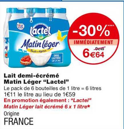 lait demi-écrémé matin léger "lactel"