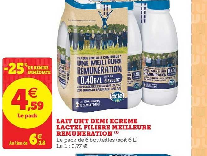 lait uht demi écrémé lactel filière meilleure remuneration