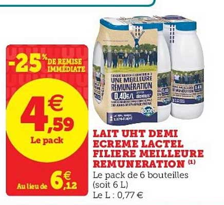 lait uht demi écrémé lactel filière meilleure rémunération