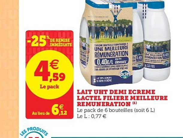 lait uht demi écrémé lactel filière meilleure remuneration