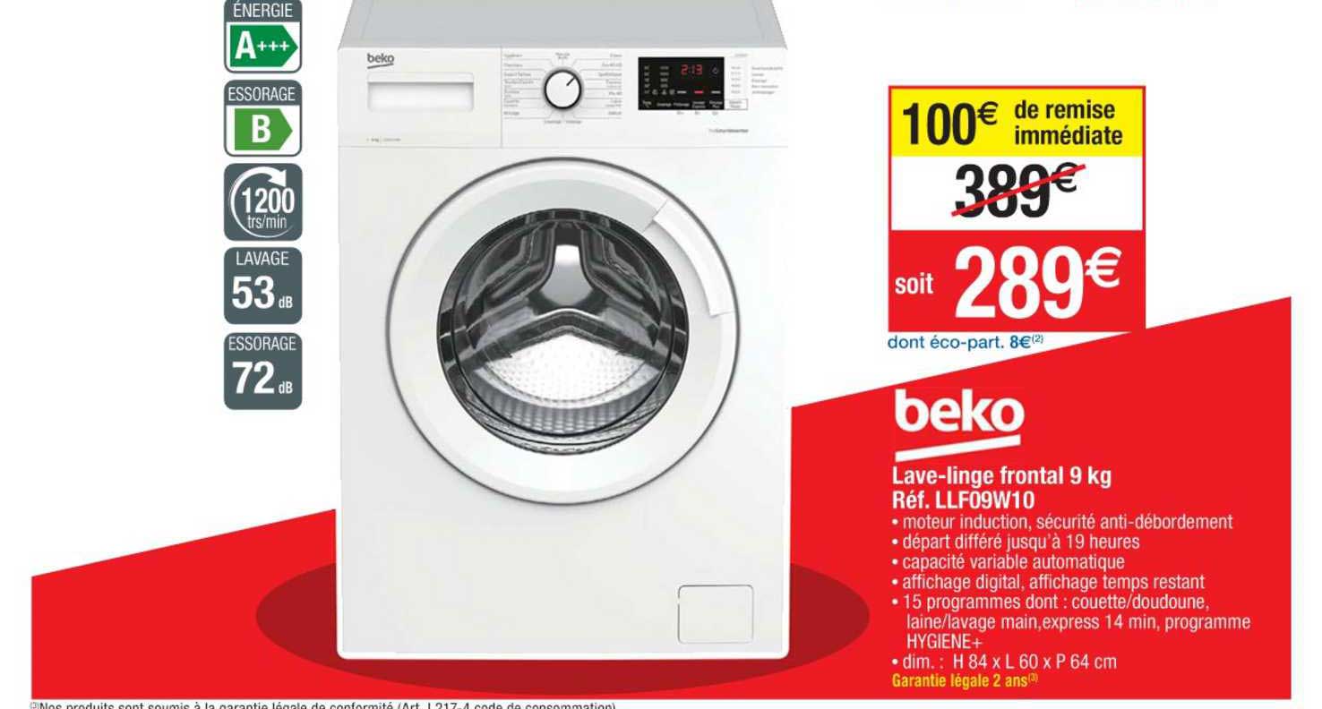 lave-linge frontal 9kg beko