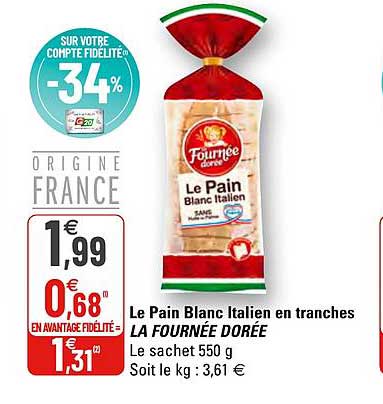 le pain blanc italien en tranches la fournée dorée