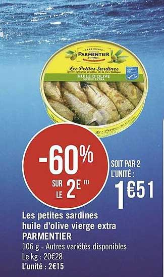 les petites sardines huile d'olive vierge extra parmentier