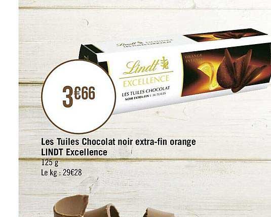 Les Tuiles Chocolat Noir Extra-fin Orange Lindt Excellence