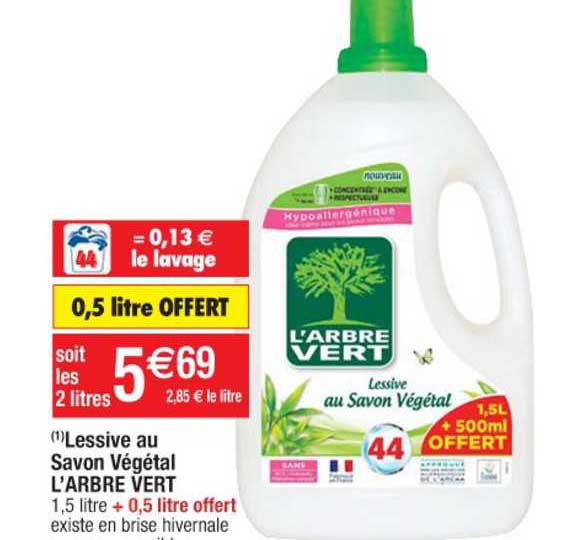lessive au savon végétal l'arbre vert