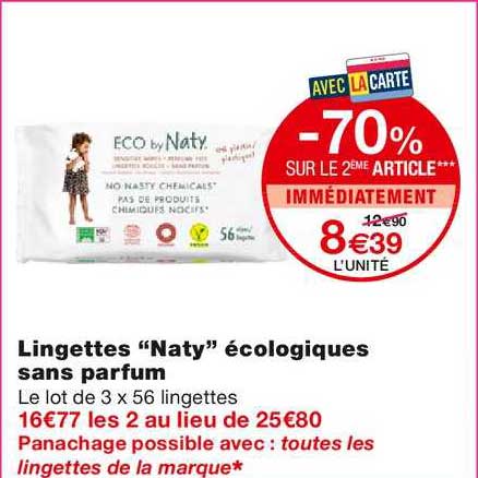 Lingettes "naty" écologiques Sans Parfum