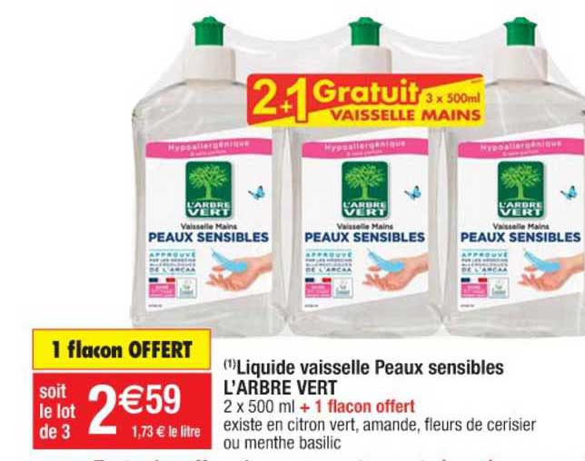 Liquide Vaisselle Peaux Sensibles L'arbre Vert