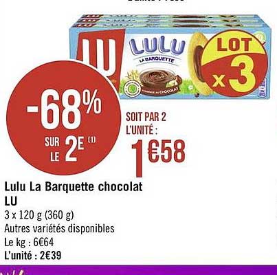 Lulu La Barquette Chocolat Lu