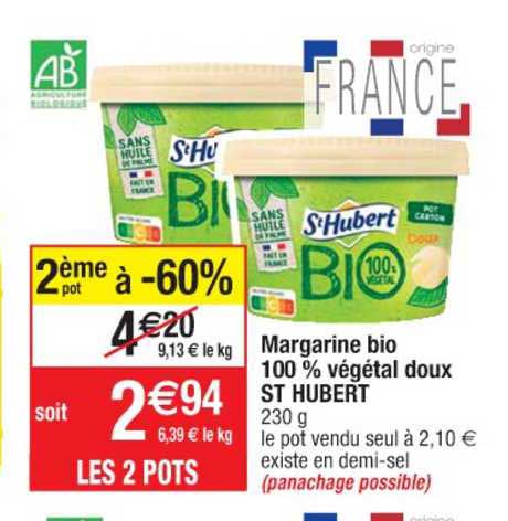 margarine bio 100% végétal doux st hubert