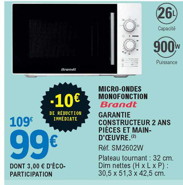 micro-ondes monofonction brandt
