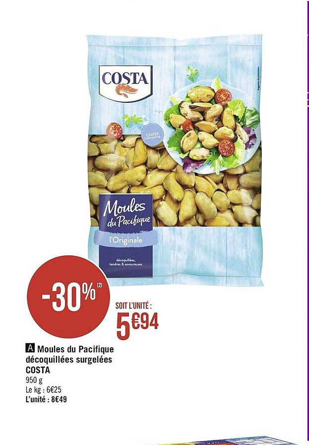 Moules Du Pacifique Décoquillées Surgelées Costa
