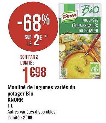 mouliné de légumes variés du potager bio knorr