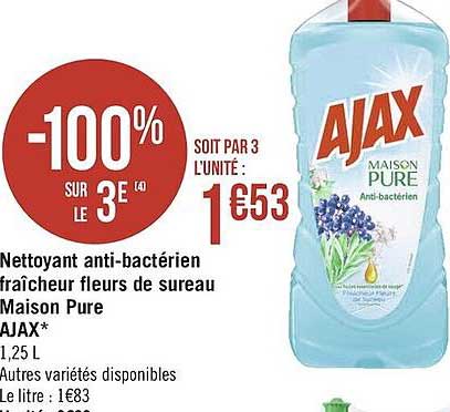 Nettoyant Anti-bactérien Fraîcheur Fleurs De Sureau Maison Pur Ajax