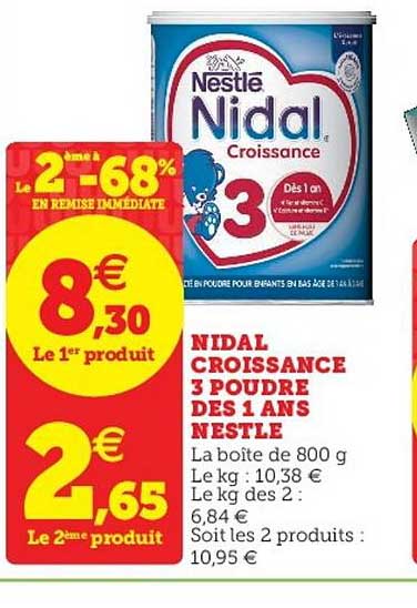nidal croissance 3 poudre dès 1 ans nestlé