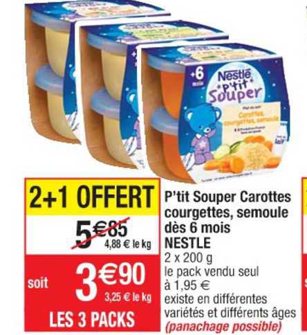 p'tit souper carottes courgettes, semoule dès 6 mois nestlé