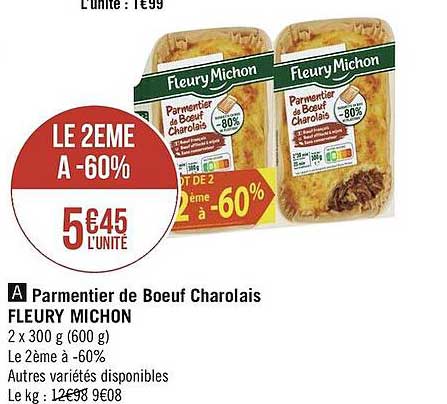 parmentier de bœuf charolais fleury michon