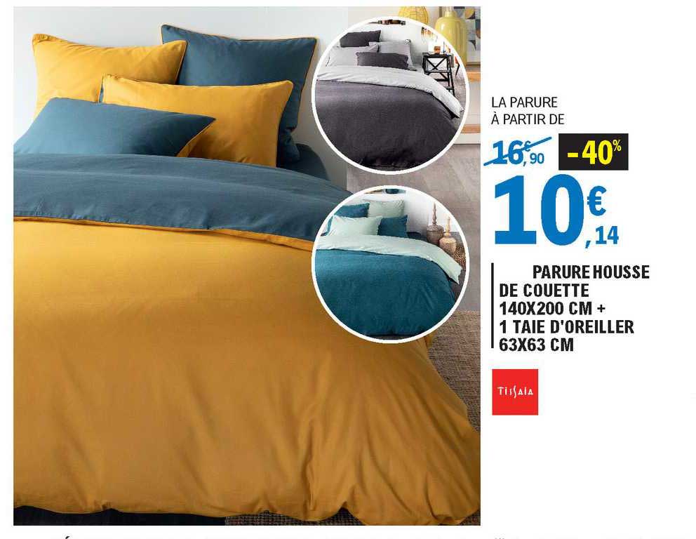 parure housse de couette 140x200 cm + 1 taie d'oreiller 63 x 63 cm tissaia
