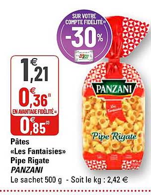pâtes «les fantaisies» pipe rigate panzani