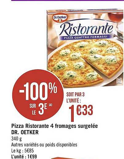 pizza ristorante 4 fromages surgelée dr. oetker