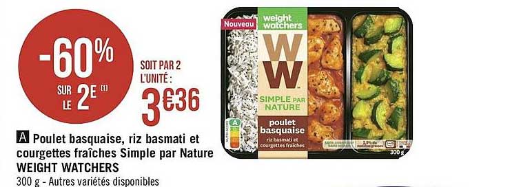 Poulet Basquaise, Riz Basmati Et Courgettes Fraîches Simple Par Nature Wieght Watchers
