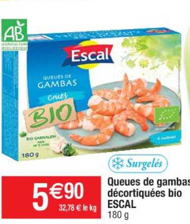 Queues De Gambas Décortiquées Bio Escal