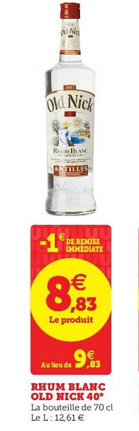 rhum blanc old nick 40°