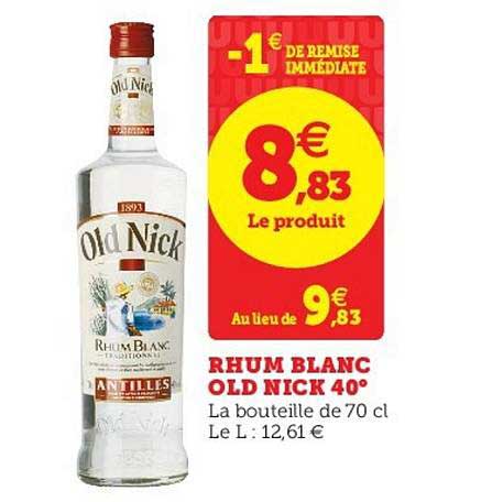 rhum blanc old nick 40°
