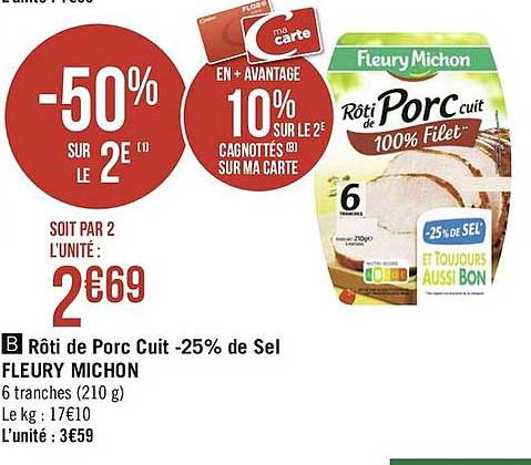 rôti de porc cuit -25% de sel fleury michon