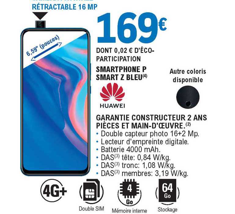 smartphone p smart z bleu huawei