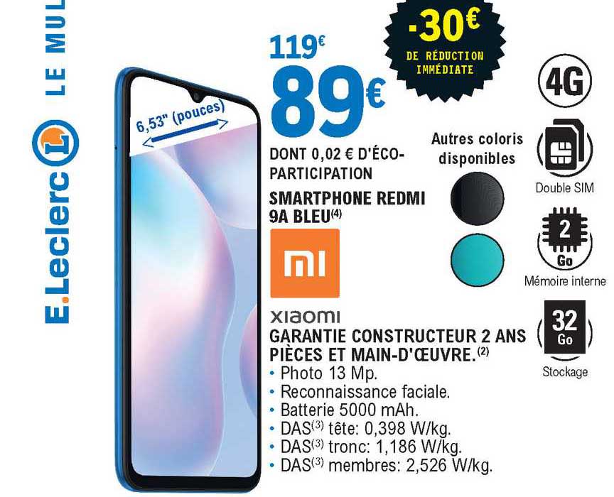 Smartphone Redmi 9a Bleu Xiaomi