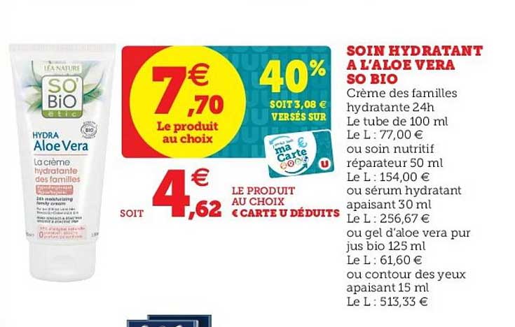 soin hydratant à l'aloe vera so bio