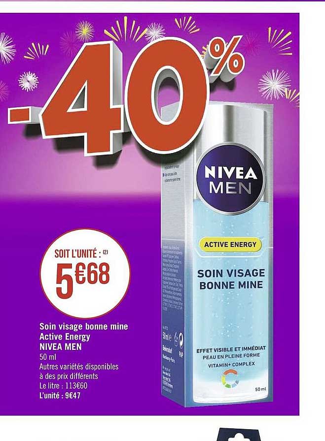 soin visage bonne mine active energy nivea men