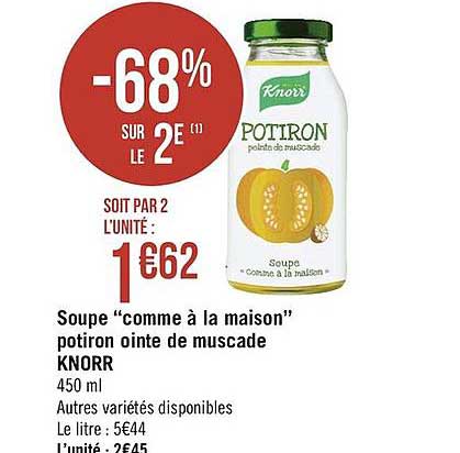 soupe "comme à la maison" potiron pointe de muscade knorr