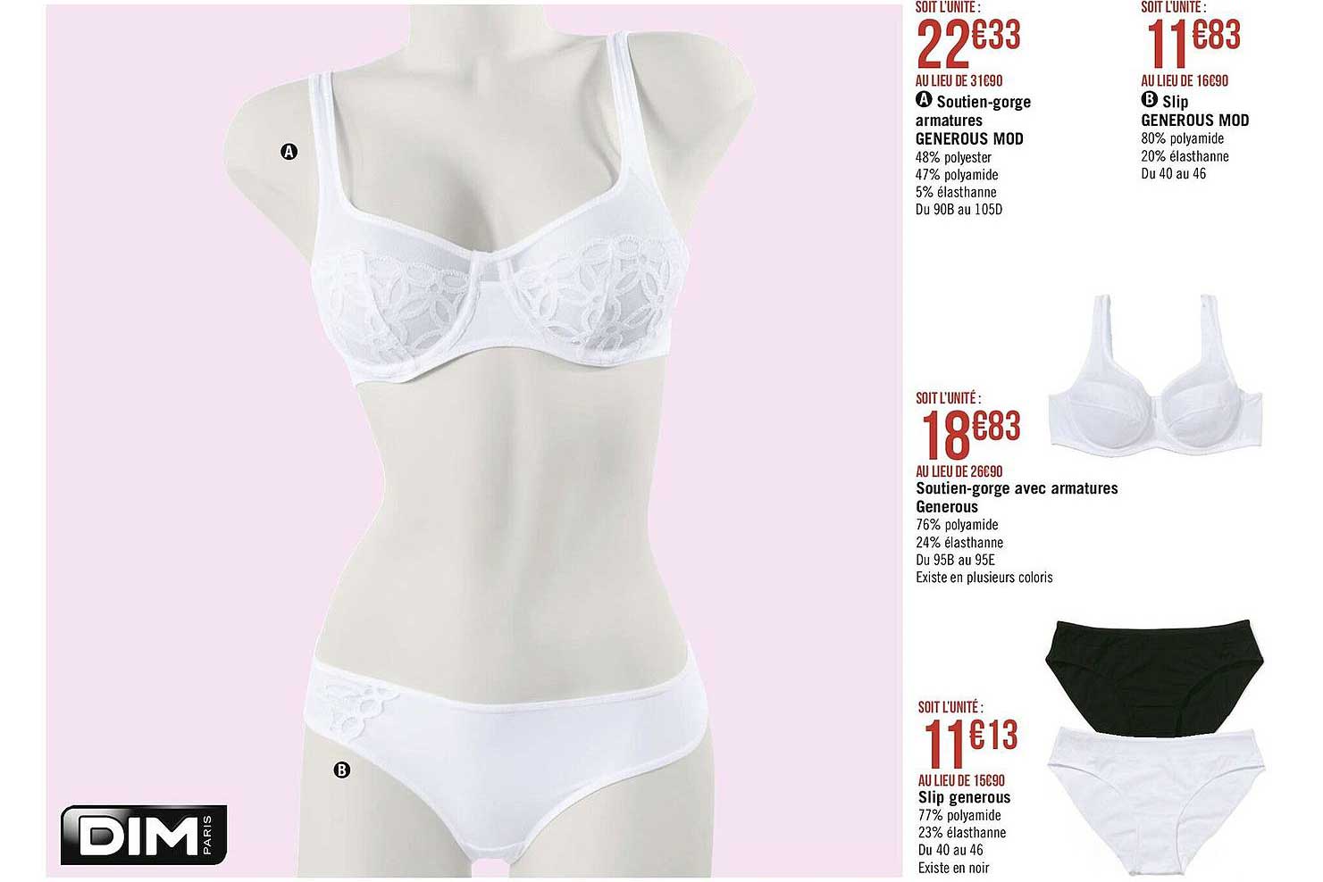 soutien-gorge armatures generous mod, slip generous