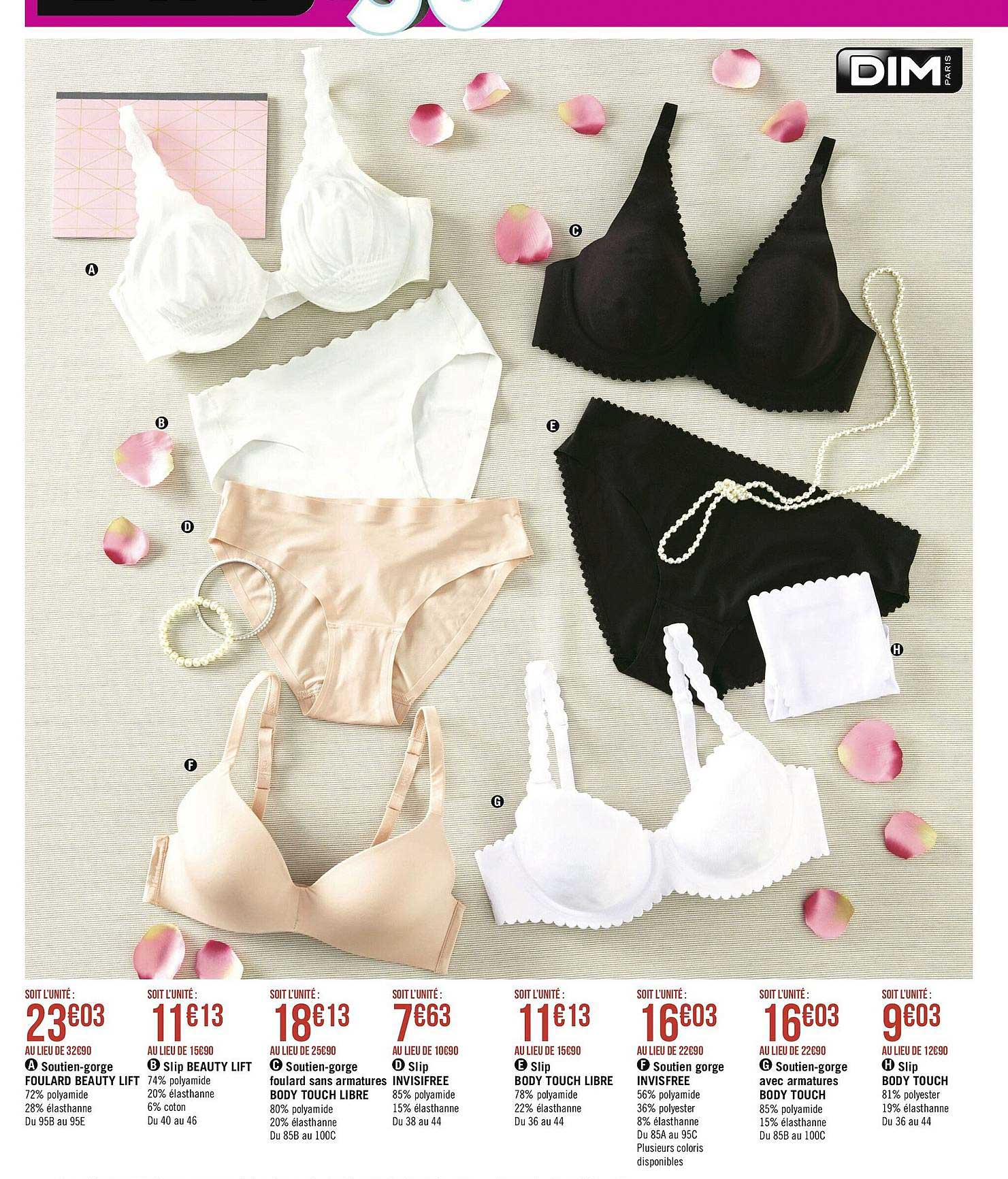 soutien-gorge foulard beauty lift, slip beauty lift, soutien gorge foulard sans armatures body touch libre, slip infisifree