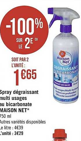 spray dégraissant multi-usages au bicarbonate maison net