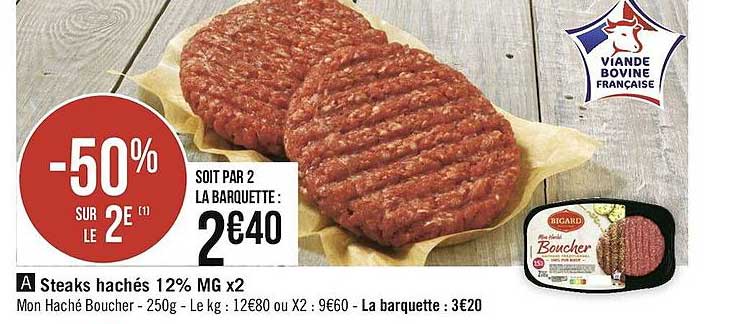 Steaks Hachés 12% Mg X2 Bigard