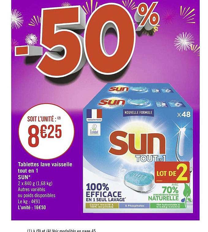 Tablettes Lave Vaisselle Tout En 1 Sun