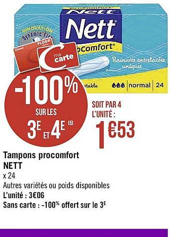 Tampons Procomfort Nett -100% Sur Les 3è Et 4è