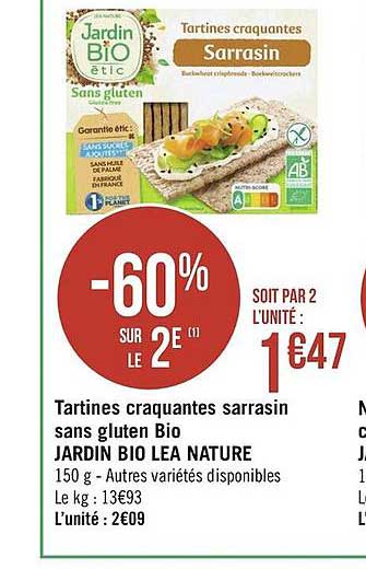 Tartines Craquantes Sarrasin Sans Gluten Bio Jardin Bio Léa Nature
