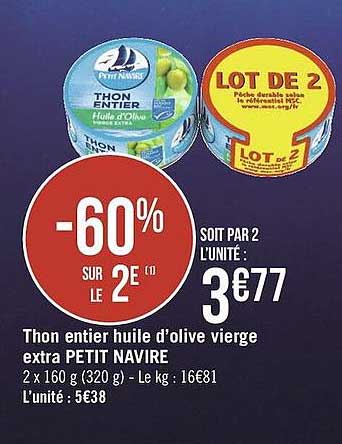 Thon Entier Huile D'olive Vierge Extra Petit Navire