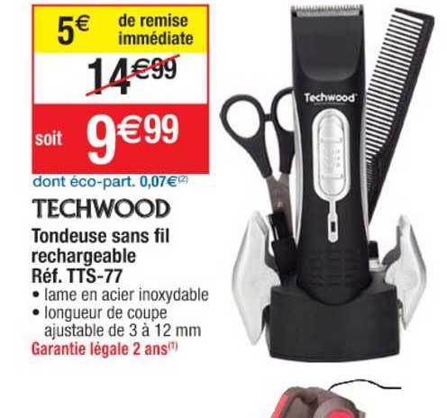 Tondeuse Sans Fil Rechargeable Techwood