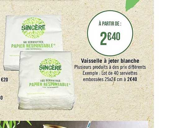 vaisselle à jeter blanche sincère