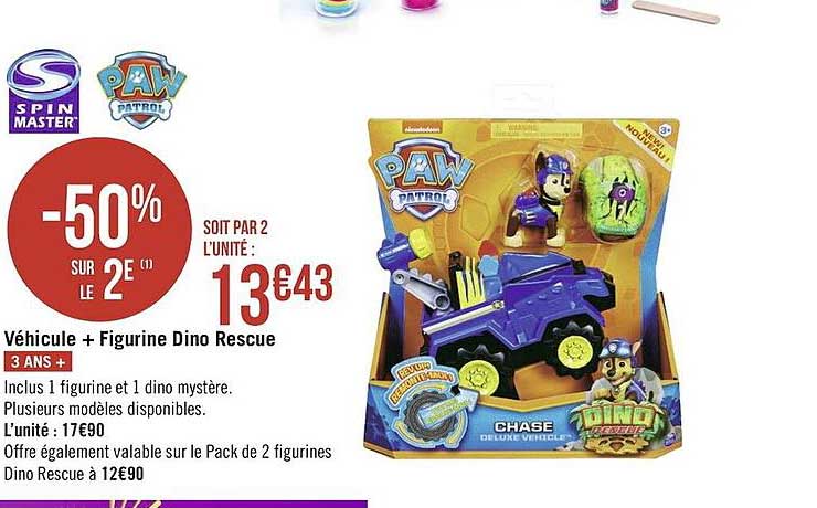 Véhicule + Figurine Dino Rescue Paw Patrol