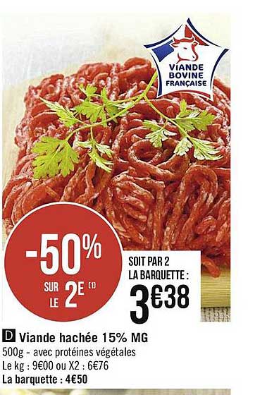 Viande Hachée 15% Mg -50% Sur Le 2è