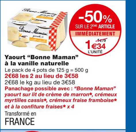 yaourt "bonne maman" à la vanille naturelle